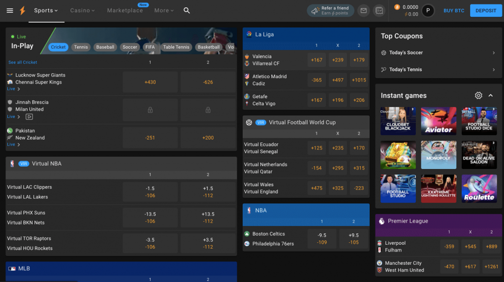 Cloudbet sports lobby