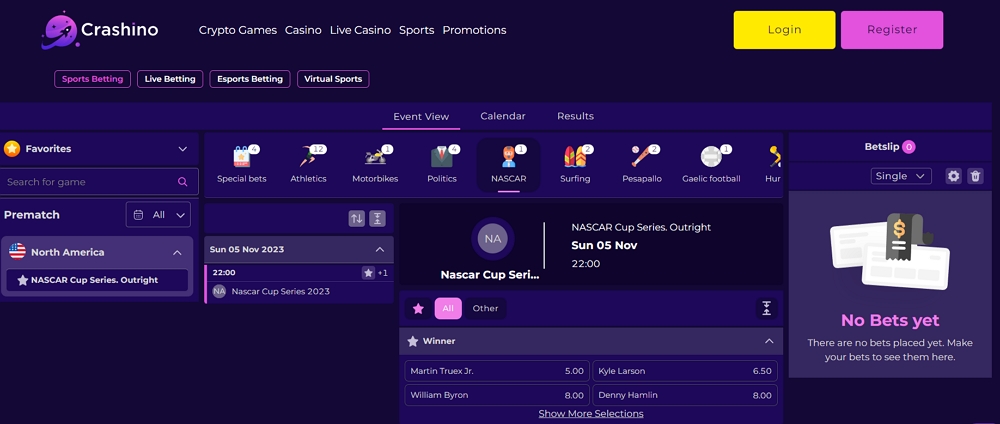 Crashino nascar betting