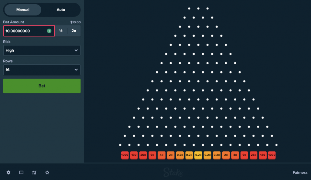 Stake high/16 plinko