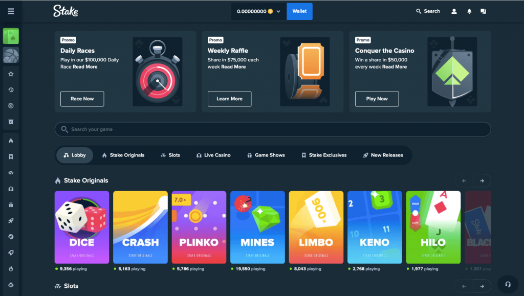 stake binance casino lobby